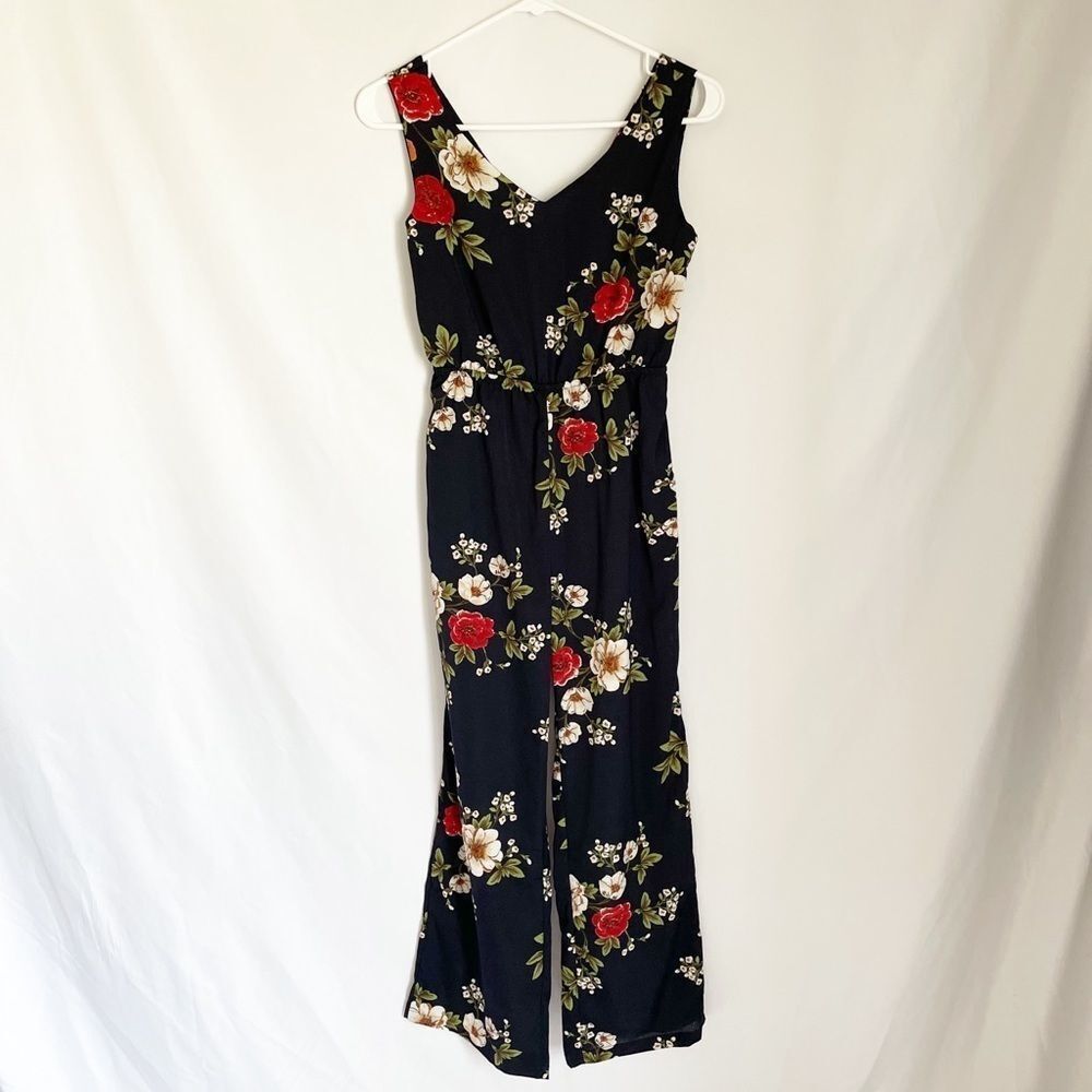 Shein Blue Floral Jumpsuit Open Back Size 11-12Y